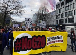 G20: Jurist hält Demonstrationsverbot für angreifbar G20-Gegner kämpfen gegen das Demonstrationsverbot. Foto: G20-Demobündnis "Grenzenlose Solidarität statt G20"