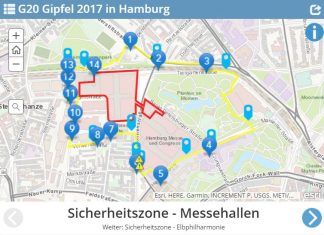 Alles zum Thema Verkehr während des Gipfels Screenshot: Digitales Kartenmaterial der Polizei Hamburg