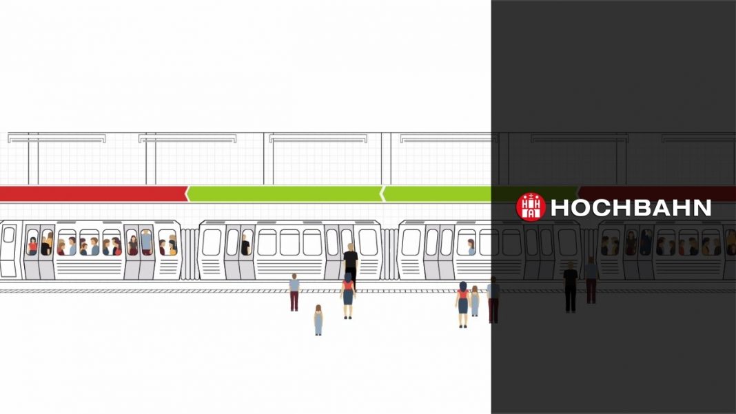 So soll die Platzampel an U-Bahn-Stationen aussehen. Grafik: Hochbahn via YouTube.