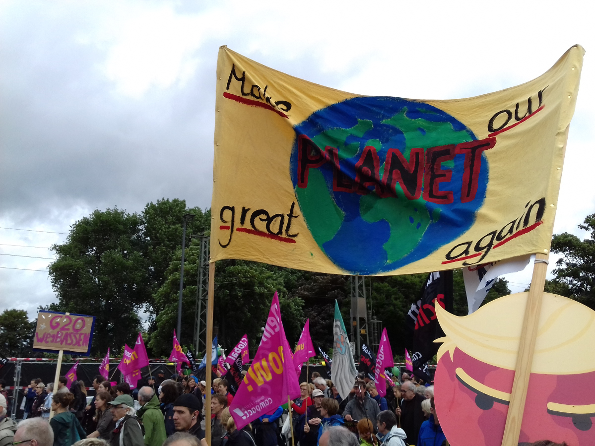 Gesehen bei: "G20-Protestwelle" am Sonntag (2. Juli). Foto: Mats Mumme