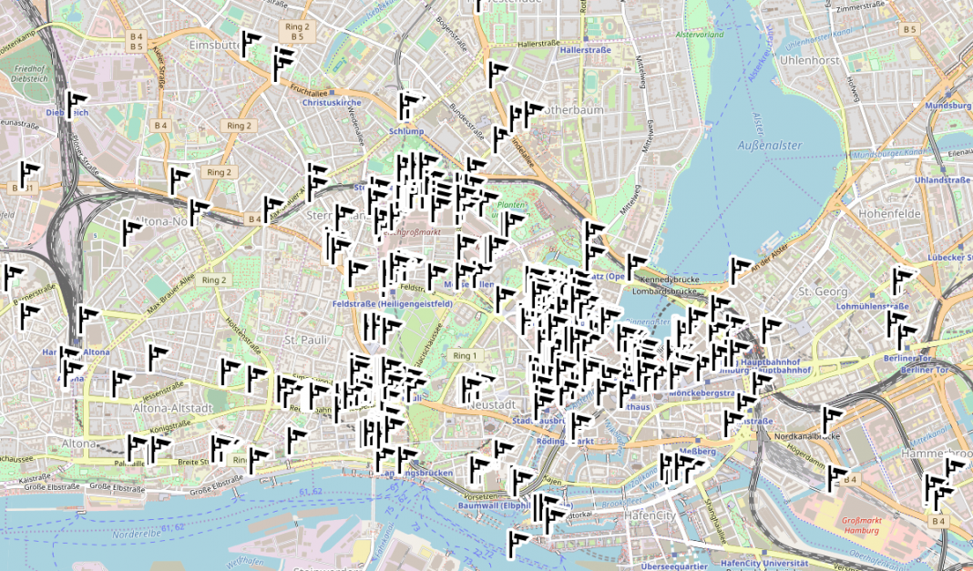 Überwachungskameras in Hamburg. Foto: Screenshot juvenal.org