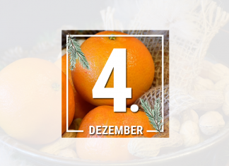 4. Türchen: Tipps für weihnachtlichen Raumduft Mandarinen sind nicht nur lecker, sondern können auch für einen schönen Raumduft sorgen. Foto: Pixabay, Grafik: Laura Lagershausen