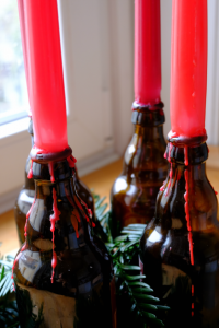 Adventskranz aus Bierflaschen 