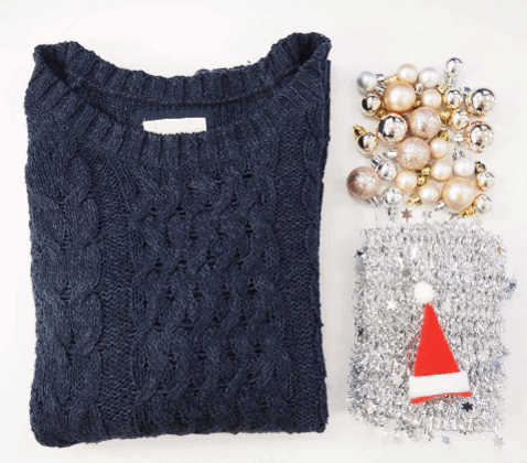 Die Basics für das Christmas Sweater DIY. Foto: Lesley-Ann Jahn