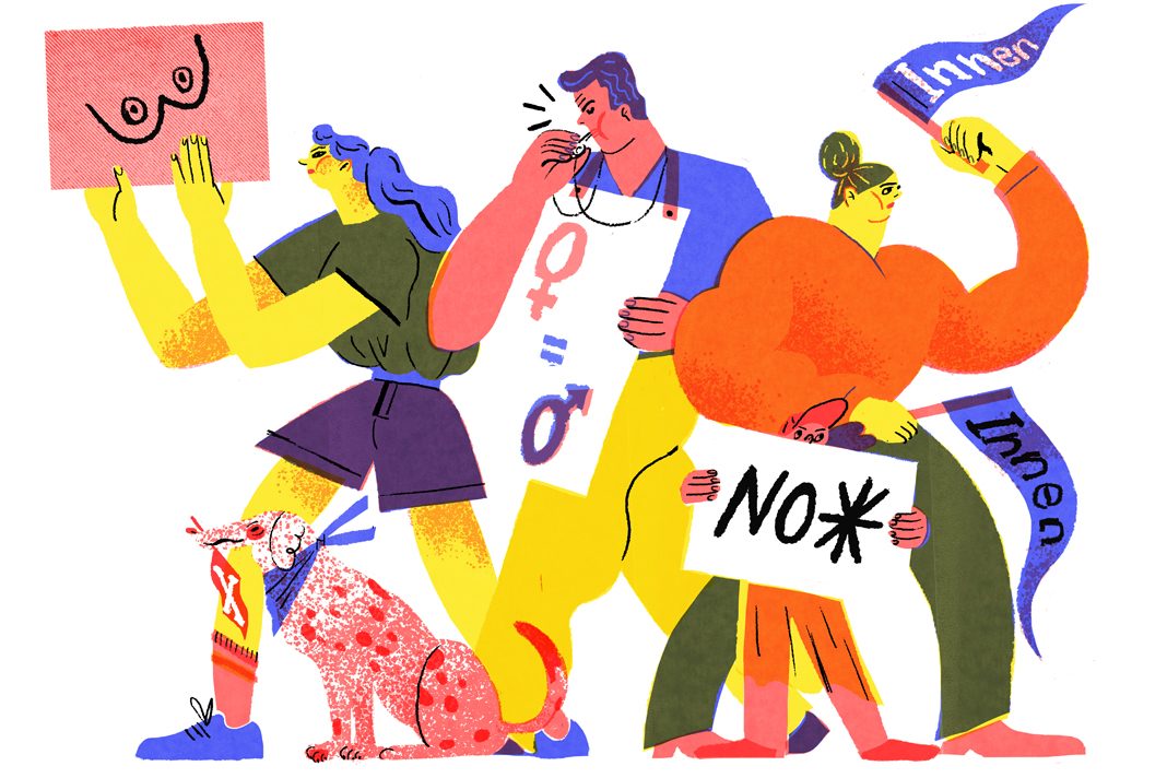 Gegen Gendern. Illustration von Marlen Hacker , Gendern