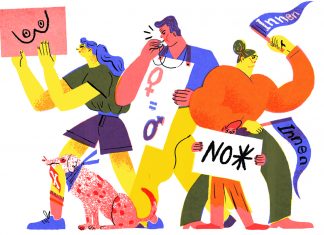 Contra Gendern: Keine halben Sachen! Gegen Gendern. Illustration von Marlen Hacker , Gendern