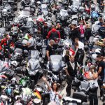 Unfall nach Motorradgottesdienst Biker versammeln sich nach Motorradgottesdienst am Hamburger Michel. Foto: Markus Scholz/dpa