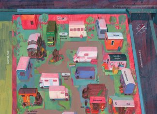 Wie Zomia um seine Zukunft kämpft Der Wagenplatz Zomia von oben. Illustration: Lea Berndorfer