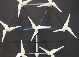 Windpark Bergedorf eröffnet Auf dem Energie-Campus der HAW Hamburg ist das Modell einer Multirotor-Windkraftanlage zu sehen. Foto: Christian Charisius/dpa