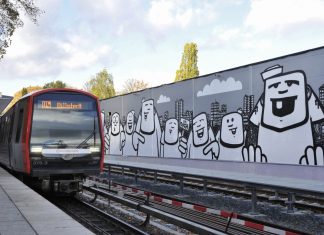 An der Haltestelle Legienstrasse warten die Freaks Street-Art vom Hamburger Künstler Rebelzer. Foto: Hochbahn
