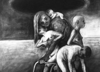 “Wer gibt schon freiwillig seine Macht auf?” Wahl, 2018 von Anke Feuchtenberger. Angefertigt für die Ausstellung „100 Jahre Frauenwahlrecht – 19 + 1 Künstlerinnen“.