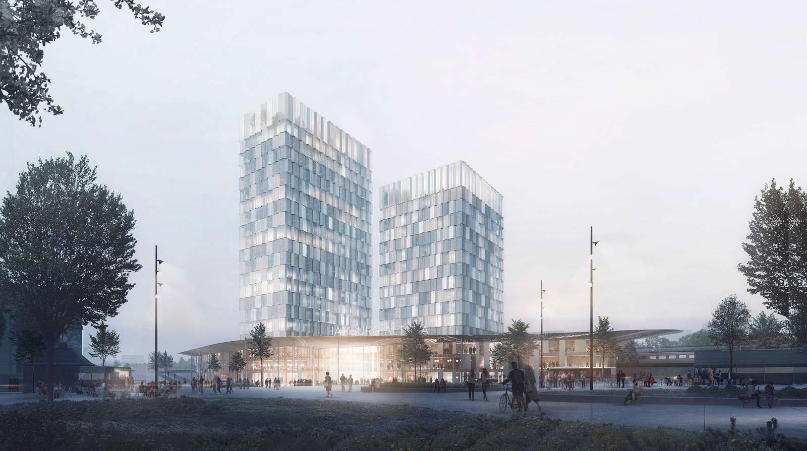Blick auf das Konzept des neuen Bahnhofs Diebsteich von Das Konzept des neuen Bahnhofs Altona. Foto: C. F. Møller