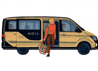 Hamburg, wie gut kannst du teilen? #5 MOIA FINK.HAMBURG Reporter steigt aus einem MOIA - Illustration