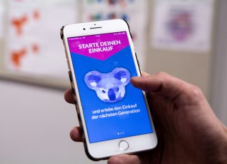 Im Supermarkt per App bezahlen Die Startseite der "Koala"-App auf dem Handybildschirm. Foto: Dustin Balsing
