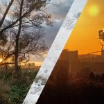 Hoffnungsvoller Klimaplan mit Überflutungsgefahr Links der Vollhöfner Wald. Rechts das Heizkraftwerk Moorburg. In der Mitte: Eine Sturmflutwelle