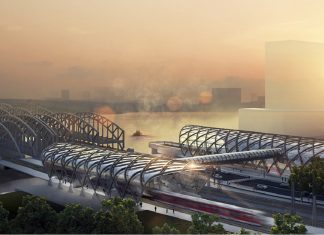 Nächster S-Bahn-Halt: Elbbrücken Hamburg Elbbrücken bekommt eine S-Bahn-Haltestelle. Ein Skywalk verbindet U- mit S-Bahn. Foto: gmp (Architekten Gerkan, Marg und Partner)