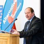 Parteitag der AfD sorgt für Proteste Dirk Nockemann am Rednerpult auf einem Parteitag der AfD