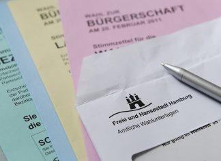 Kandidat der Linken vergleicht Holocaust mit Klimakrise Wahlzettel für die Hamburger Bürgerschaftswahlen