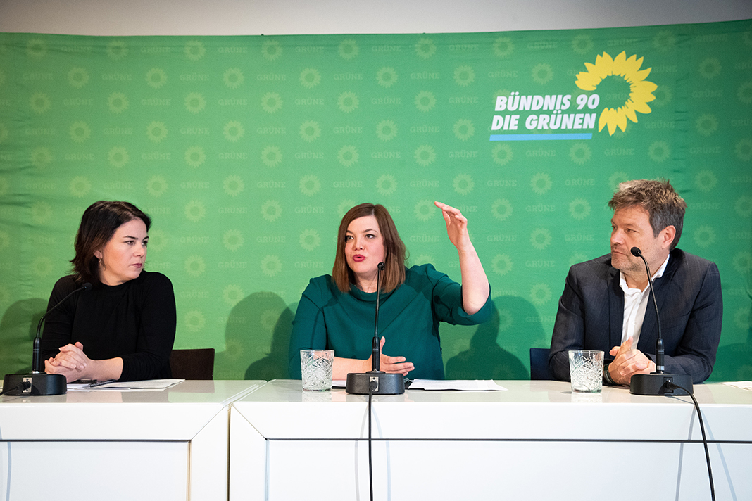 Pressekonferenz von Annalena Baerbock, Robert Habeck und Katharina Fegebank in Hamburg.