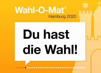 Wahl-O-Mat ist wieder online Gelbes Logo zum Wahl-O-Mat Hamburg 2020 mit Aufschrift Du hast die Wahl!