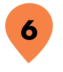 Zahl 6 in orangenem Kreis