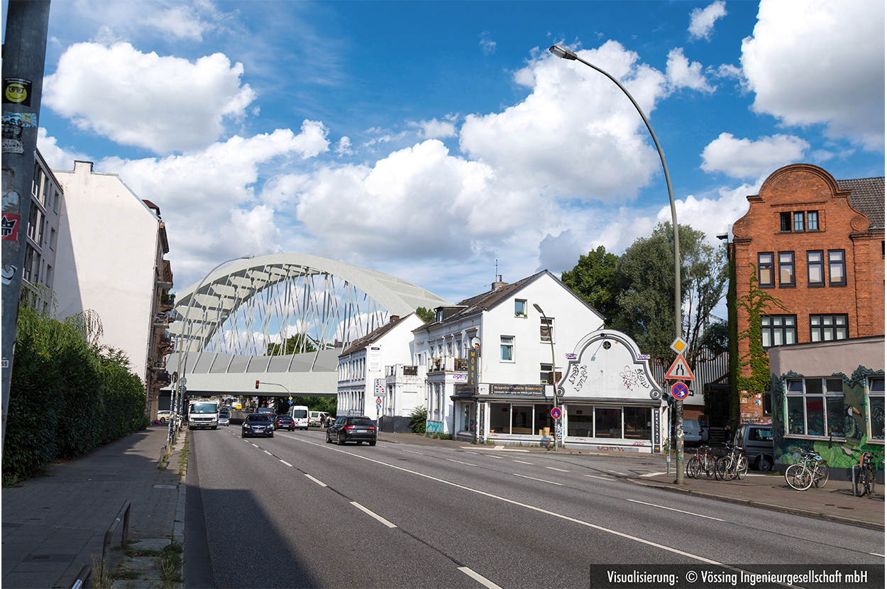 So soll die Sternbrücke in Hamburg-Altona nach dem Umbau aussehen. Foto: Vössing Ingenieurgesellschaft mbH