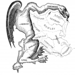 Trumps Partei hat einen Vorteil Dieses Bild zeigt eine Kariktur des ersten Wahlbezirks, in dem Gerrymandering angewendet wurde.