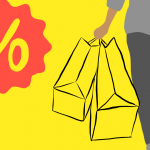 Black Friday: Verdammt ich lieb’ dich Eine Person hält Tüten voller Sonderangebote und Deals am Black Friday.