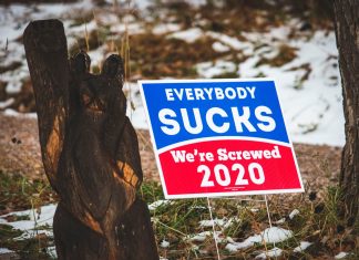 Das sind die skurrilsten Wahlwerbespots aus den USA "Everybody sucks" Schild, Wahlwerbespots in den USA