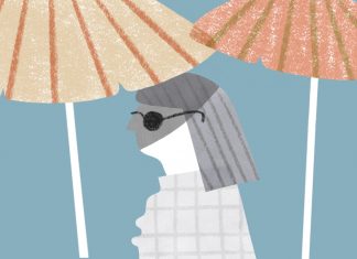 Life is back – und ich bin überfordert Illustration Frau unter Sonnenschirm, Corona-Lockerungen