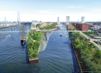 Grasbrook: Abriss des Überseezentrums beginnt Visualisierung des neuen Stadtteils Grasbrook aus der Vogelperspektive