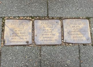 Hans Leipelt, der Wilhelmsburger Widerständler Hans Leipelts Stolperstein in der Mannesallee in Hamburg-Wilhelmsburg.
