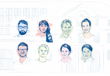 Neue HAW Hamburg-Profs: Was sie uns beibringen und woher sie kommen Illustrationen der acht neuen DMI-Professor:innen. Illustrator:in: Lina Korsten