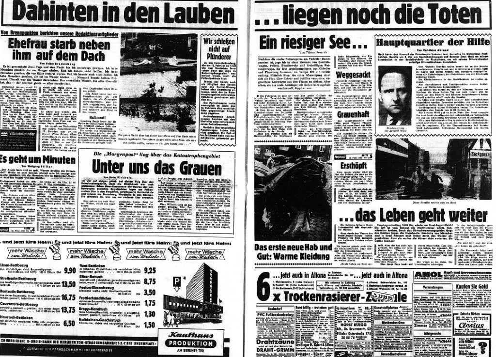 Die Ausgabe der Hamburger Morgenpost vom 19. Feburar 1962. Sturmflut