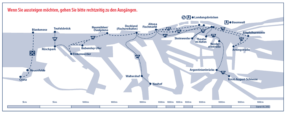 Der Fähr-Linien Plan Hamburgs. An diesem Montag ändert sich der Fahrplan der HBEL-Fähre im südwesten Hamburgs.