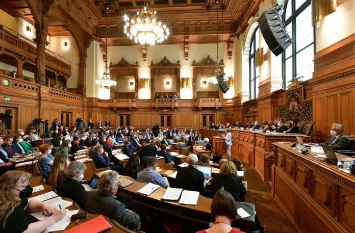 Sitzung der Hamburgischen Bürgerschaft im Plenarsaal im Hamburger Rathaus