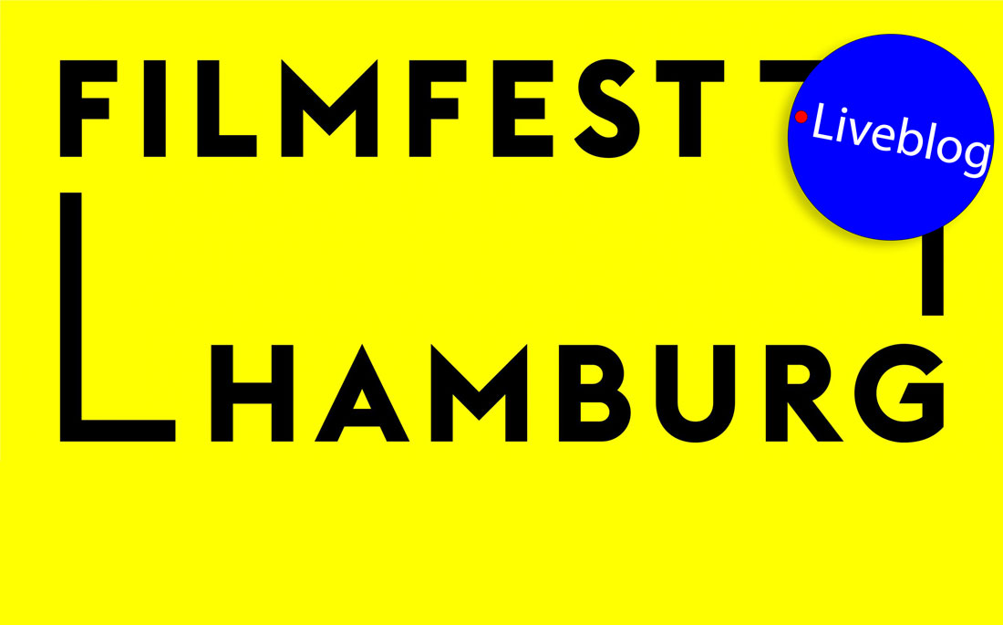 Das FIlmfest Hamburg Logo: Schwarze Schrift auf gelbem Hintergrund.