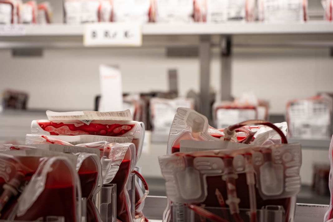 Blutkonserven im Kühlraum des Universitätsklinikums Hamburg-Eppendorf (UKE)
