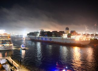 Bundeskabinett erlaubt begrenzten Cosco-Einstieg EinstiContainerschiff von Cosco im Hamburger Hafen