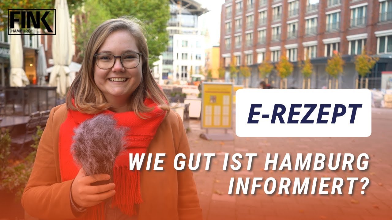Das E-Rezept kommt, auch in Hamburg. Reporterin Anita Stall steht mit einem Mikro in der Hamburger Innenstadt.