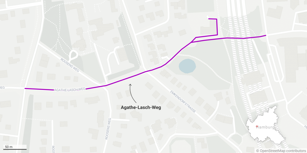 Eine Datenvisualisierung vom Agathe-Lasch-Weg -  einer nach einer Frau benannten Straße in Hamburg