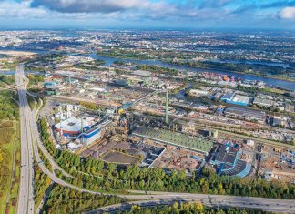 Arbeitsunfall mit Todesfolge bei Aurubis Luftaufnahme von Aurubis in Hamburg-Veddel