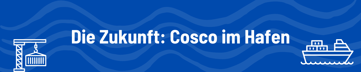 Ein Cosco Containerschiff liegt am Hamburger Hafen.