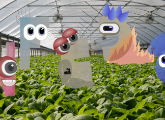 CO2, N2O, CH4: Klimagase, die die Welt erhitzen Symbolbild eines Gewächshauses. Im Gewächshaus schweben kleine Figuren, die die Treibhausgase CO2, Methan, Lachgas und F-Gase symbolisieren. Foto: Mark Stebnicki/Pexels