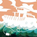 Emissionsreduzierte Fähren werden an der HAW Hamburg entwickelt. Fiktive Illustration: Anne Geßner