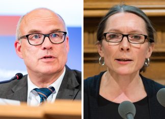 Ties Rabe tritt als Schulsenator zurück Auf dem linken Foto sieht man den ehemaligen Hamburger Schulsenator Ties Rabe (SPD) und auf der rechten Seite seine Nachfolgerin Ksenija Bekeris (SPD).