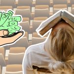 BAföG: Mehr Geld für Studierende Eine Studentin ist verzweifelt. Im Hintergrund ist ein Hörsaal zu sehen. Eine Hand reicht ihr Geld. Es geht um die BAföG-Reform, die im Bundestag beschlossen wurde. Montage: Unsplash (Philippe Bout)/ Pexels (cottonbro studio)/ Pixabay (Clker-Free-Vector-Images)