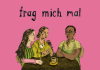 “Frag mich mal”: Der Podcast mit Frauen aus Hamburg Eine Illurstation von drei Frauen an einem Tisch, die einen Podcast aufnehmen.