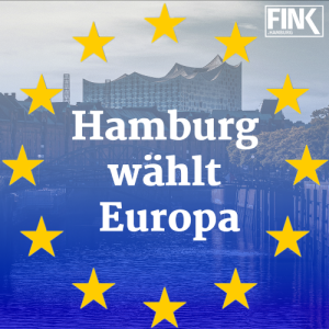 Schriftzug Hamburg wählt Europa in einem Kreis aus Sternen