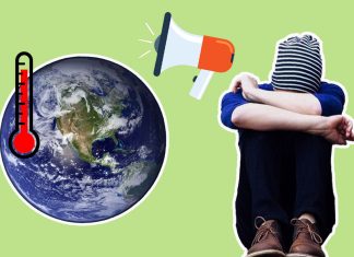 Wenn der Klimawandel krank macht Klimawandel: Depremierter Mensch sitzt zusammengekauert. Montage: Jana Rogmann. Fotos: Pixabay (Cai_305, Megan_Rexazin_Conde, Wokandapix), Pexels